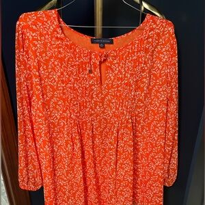 Tommy Hilfiger Orange Floral Tie-Neck Blouse- Size 3x